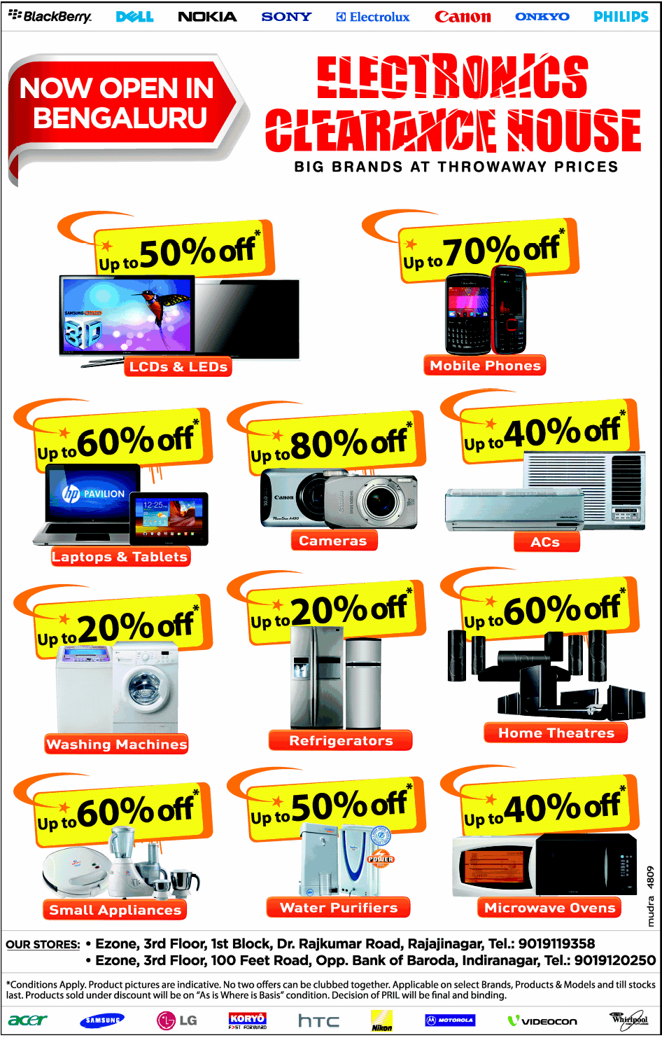 Electronics Clearing House Big Brands at Throwaway Prices / Mumbai, Bangalore SaleRaja