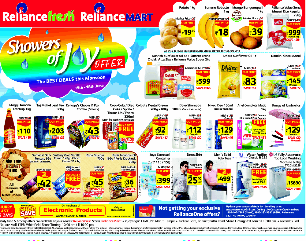 Reliance Mart Shower of Joy Offer / Bangalore SaleRaja