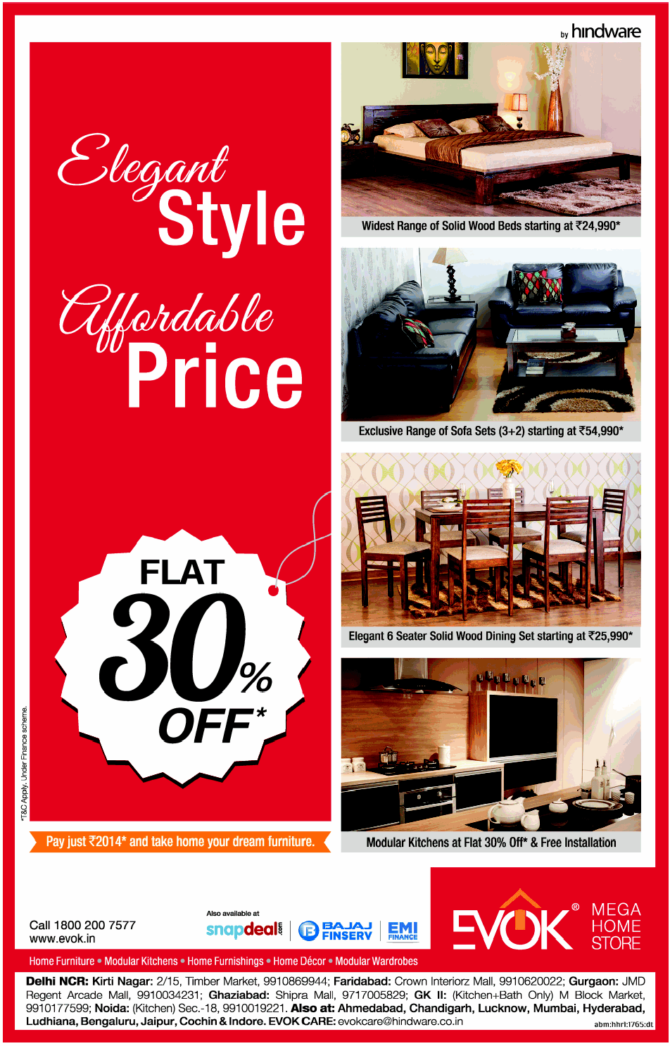 Evok Furniture Knock Out Sale / Mumbai, New Delhi, Bangalore SaleRaja