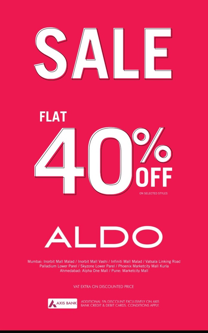 Aldo Sale Flat 40 Off / Mumbai, New Delhi, Bangalore SaleRaja