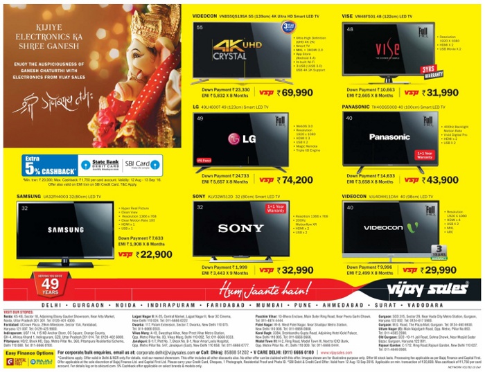 Vijay Sales Offers on LED TVs / New Delhi SaleRaja
