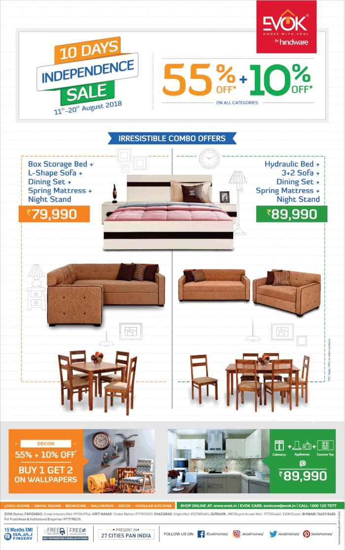 Evok Furniture Knock Out Sale / Mumbai, New Delhi, Bangalore SaleRaja