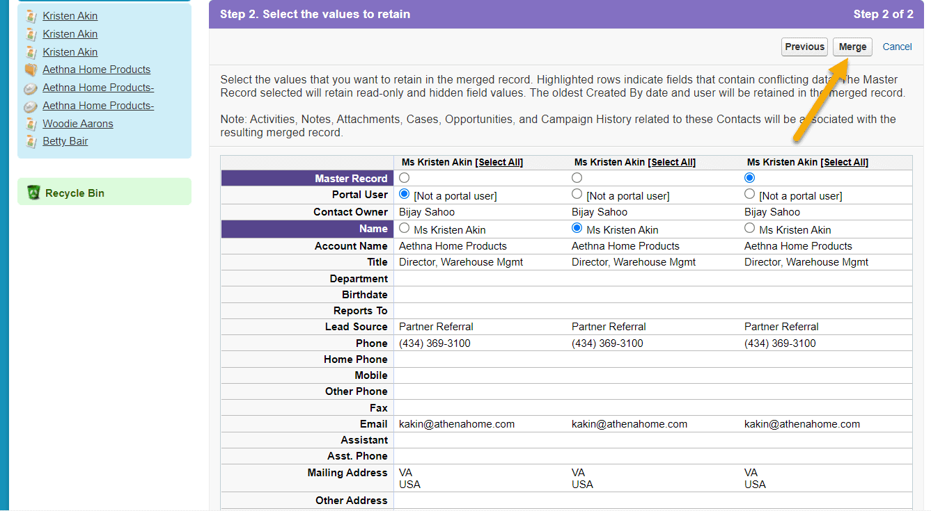 Salesforce Merge Contacts Merge Duplicate Contacts SalesForce FAQs