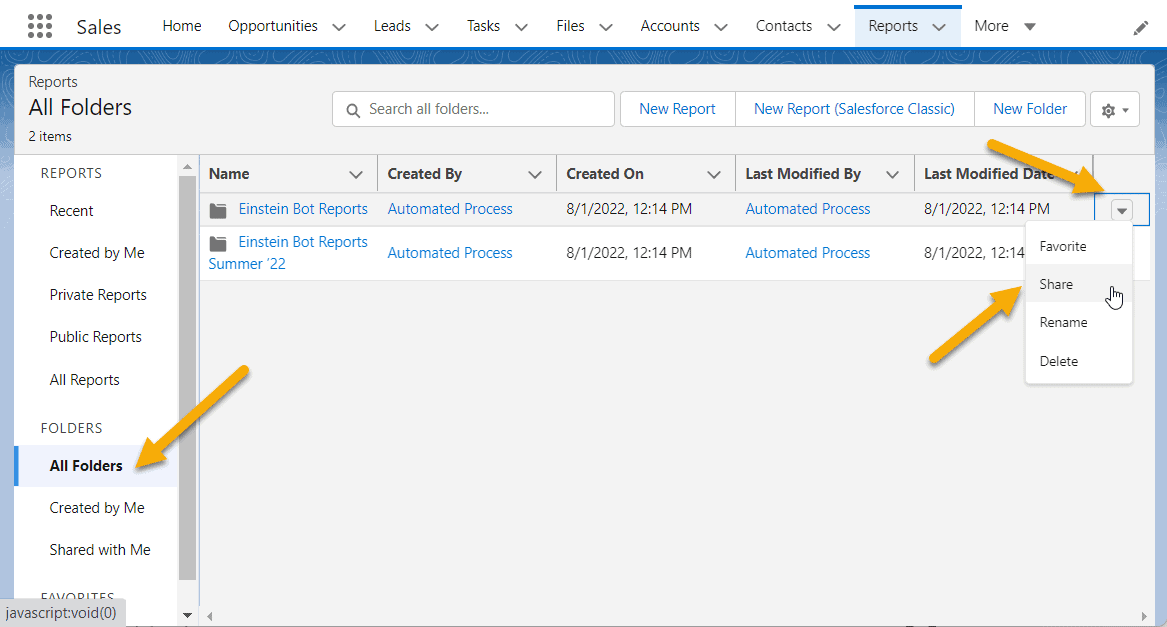 How to Share a Report in Salesforce SalesForce FAQs