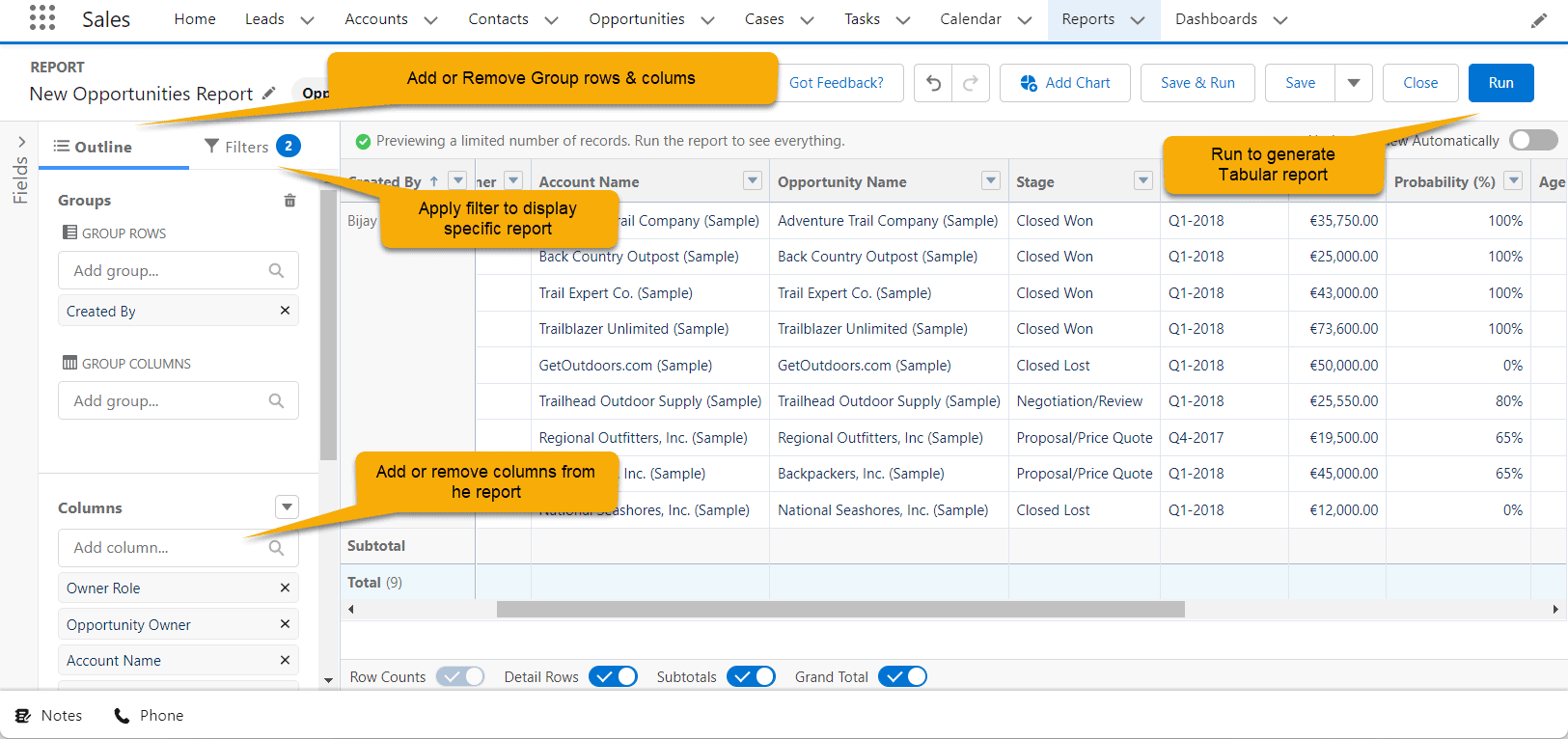 How to create report in salesforce tutorial] SalesForce FAQs
