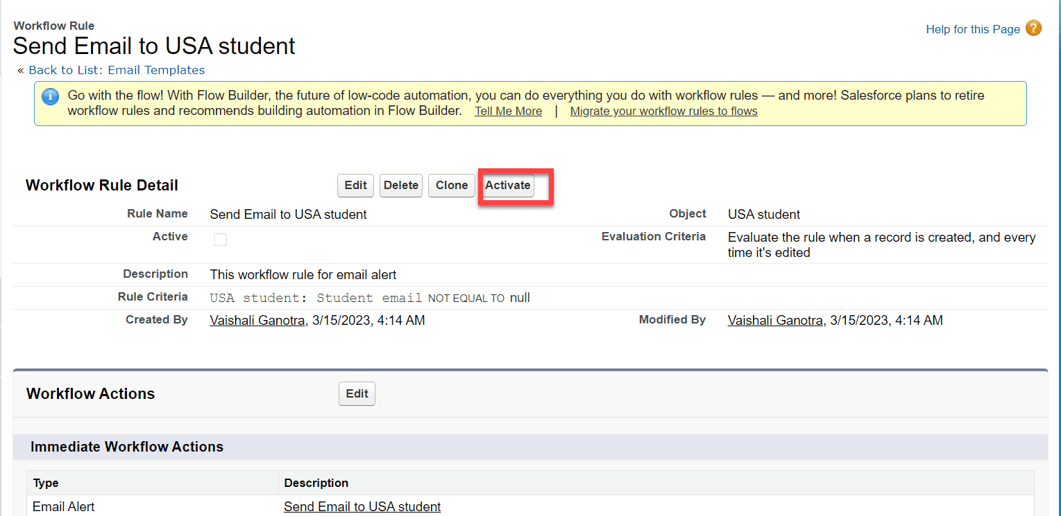 How to Send Email Alerts using Workflow Rule in Salesforce SalesForce