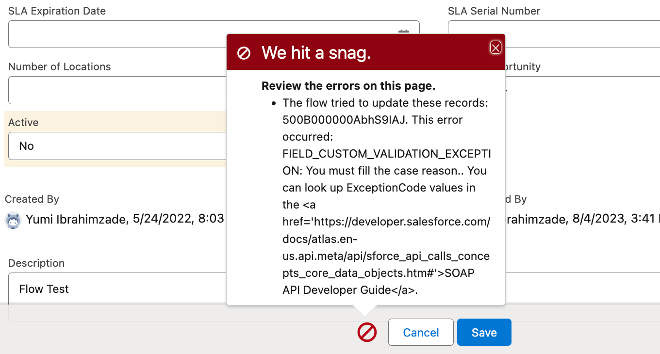 Display Custom Error Messages in RecordTriggered Flows Salesforce Time