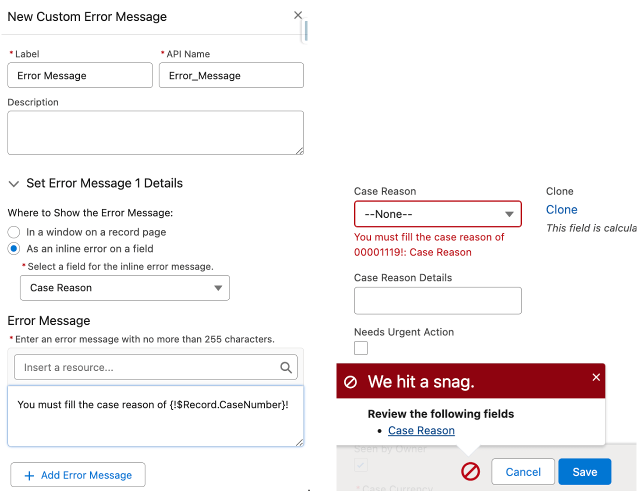Display Custom Error Messages in RecordTriggered Flows Salesforce Time