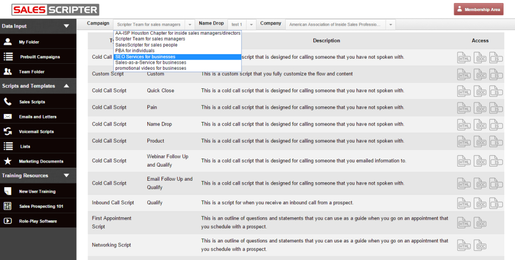Script List Sales Script Generator and Call Script Software that
