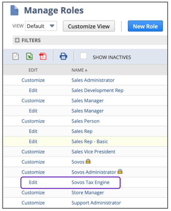How to assign the Sovos Tax Engine role to a subsidiary in the NetSuite