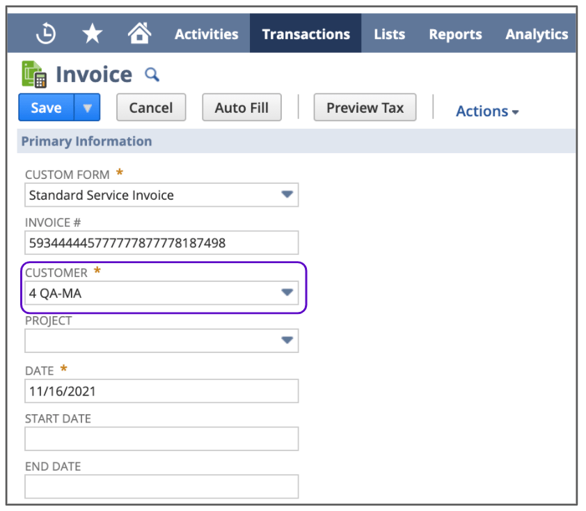 How to create a sales invoice in NetSuite SuiteTax Help Center