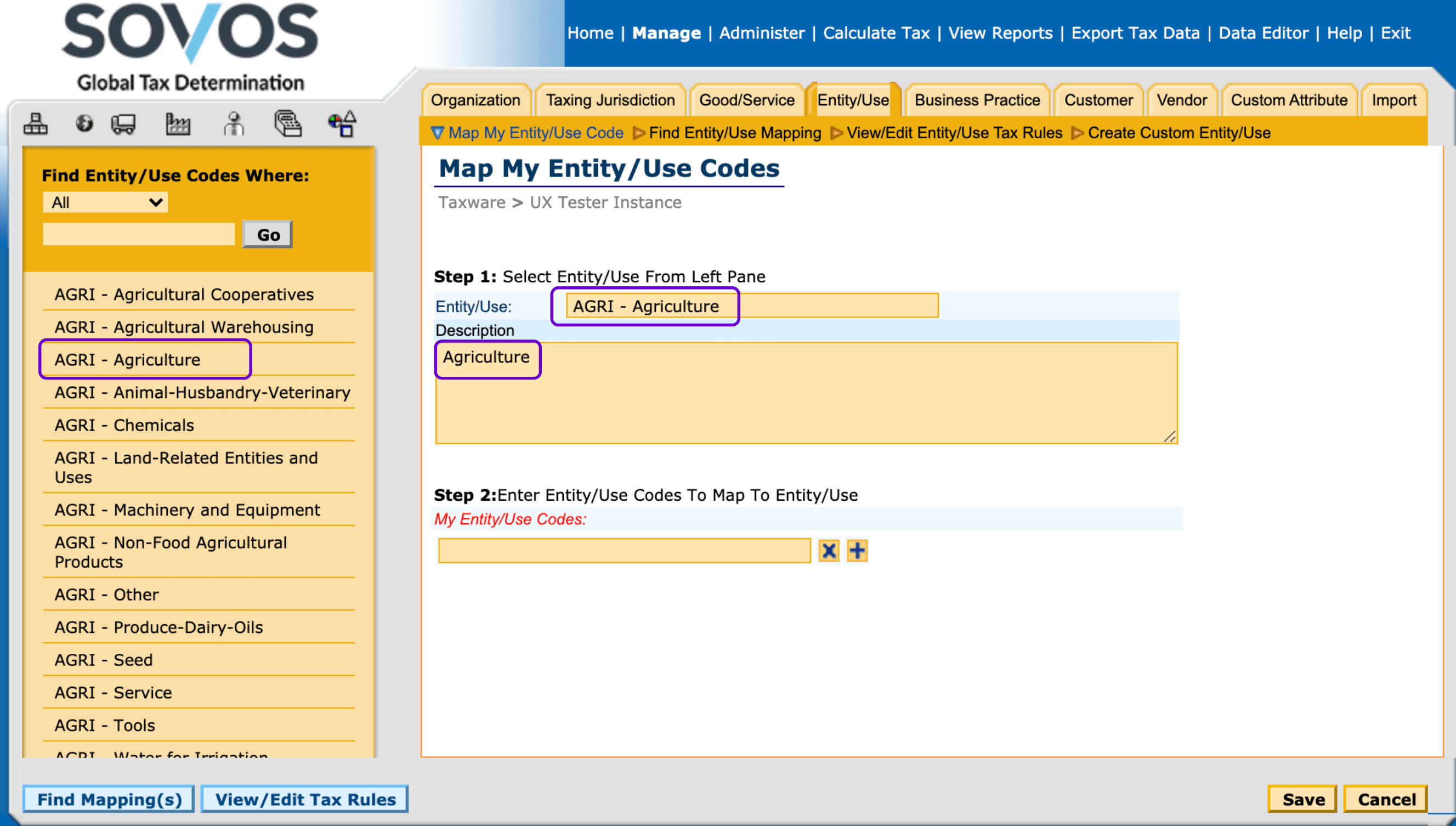 How to map exemptions to Entity/Use codes (legacy GTD) Help Center