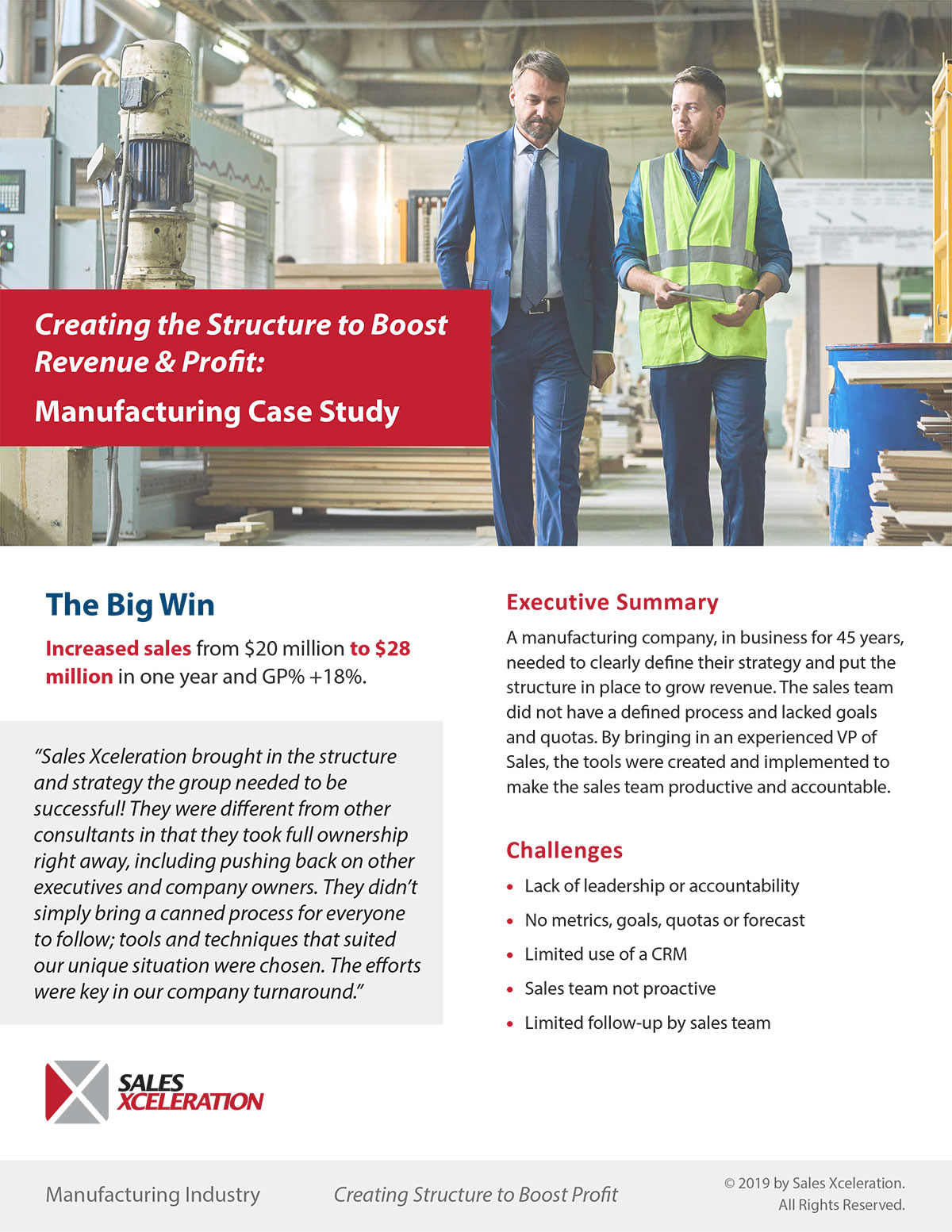 Case Study Manufacturing Sales Xceleration