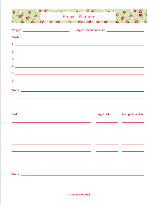 Free printable project planner pages - pluglomi