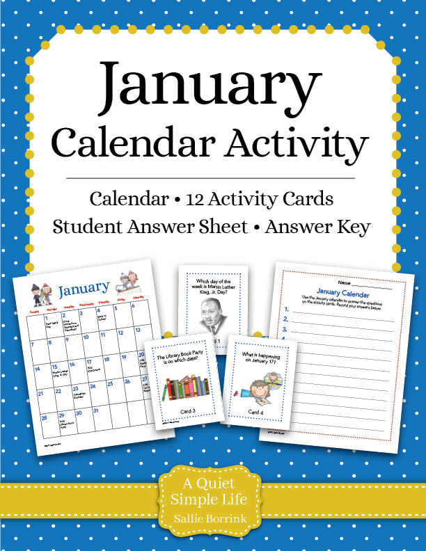 January Calendar Printable Activity Sallie Borrink