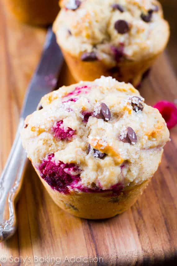 Jumbo Raspberry Chocolate Chip Muffins Sallys Baking Addiction