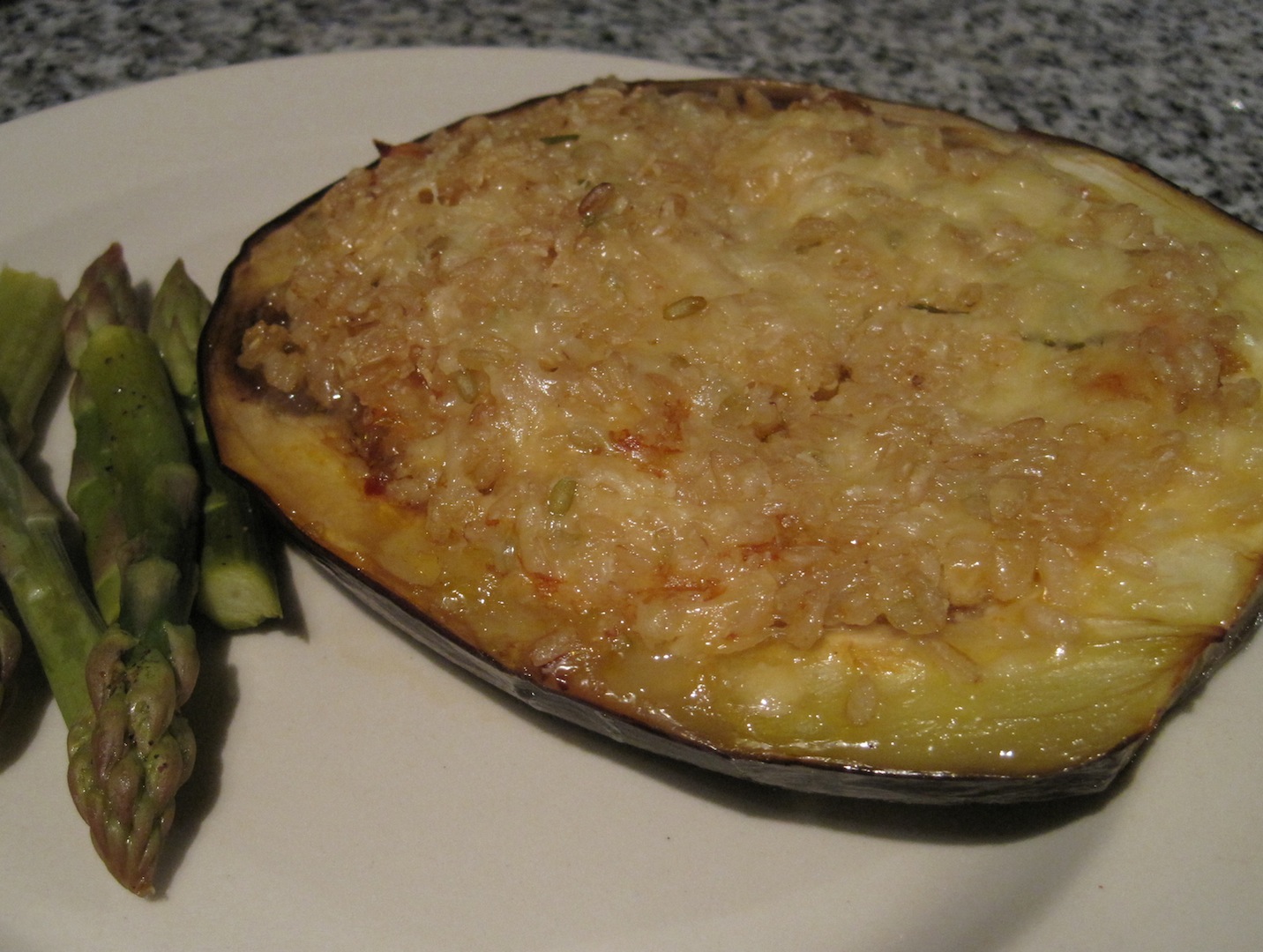 Cheesy Baked Eggplant Salmon & Avocado