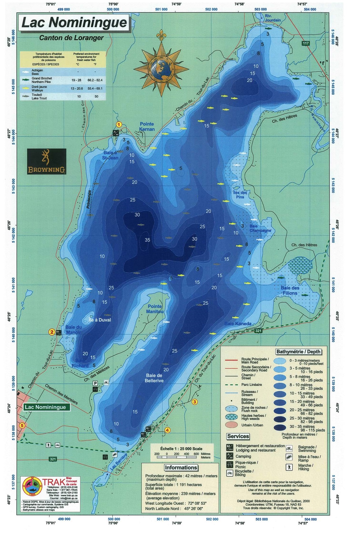 Lac Nominingue carte