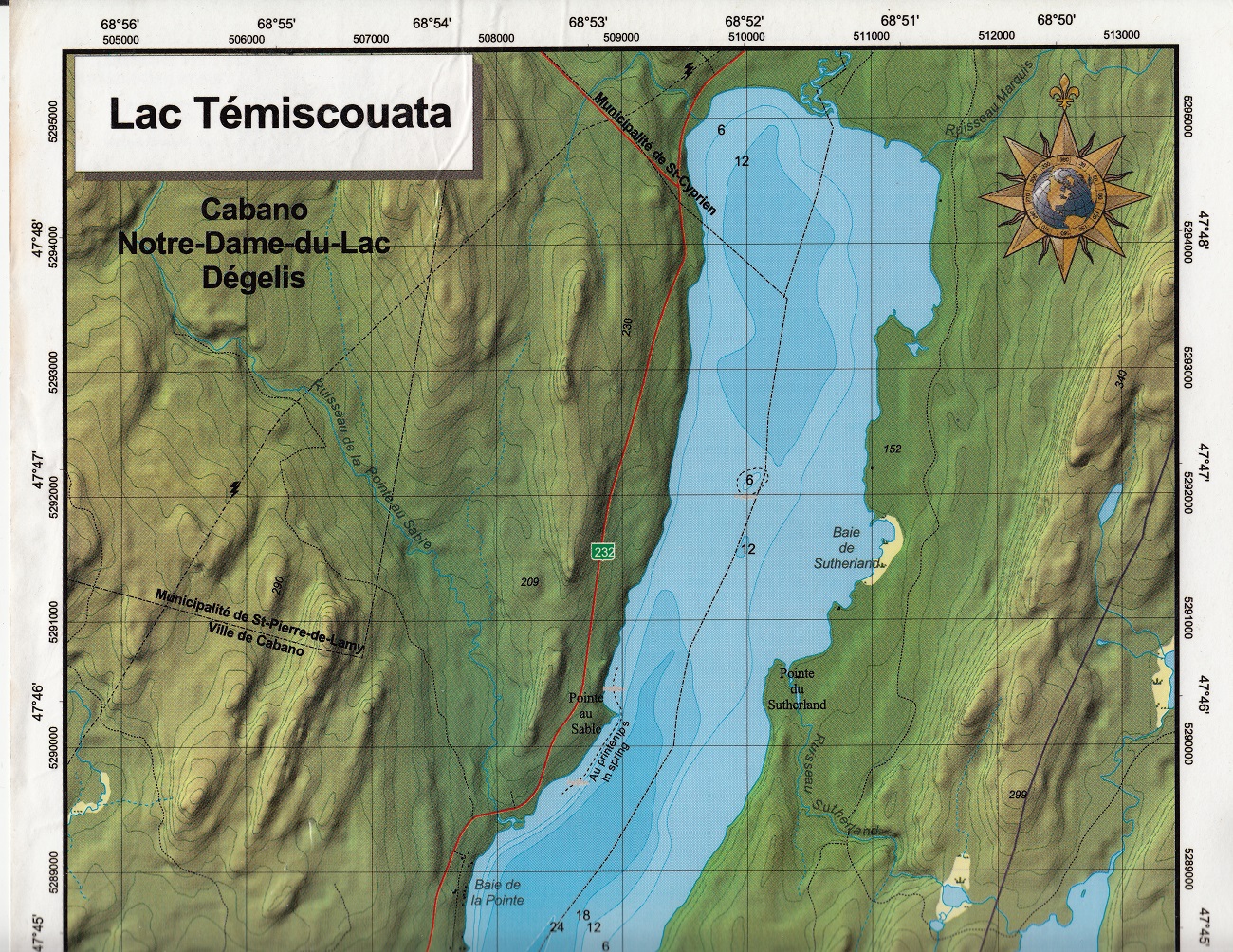 Lac Témiscouata carte