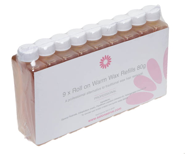 9 x Warm Wax Cartridge Refills 80g Roller Waxing, Salonserve Wax
