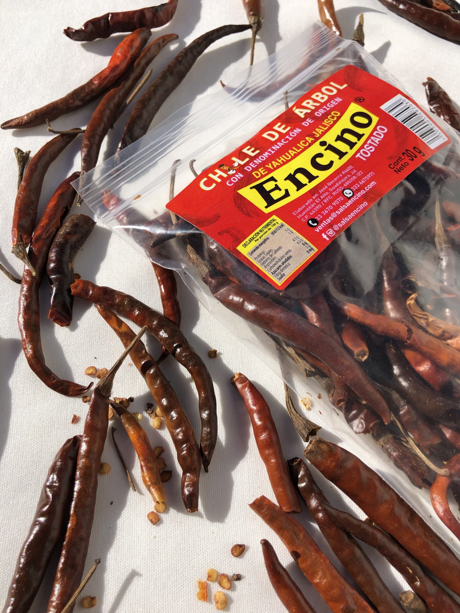 CAJA CHILE DE ÁRBOL DE YAHUALICA TOSTADO (20 BOLSAS)