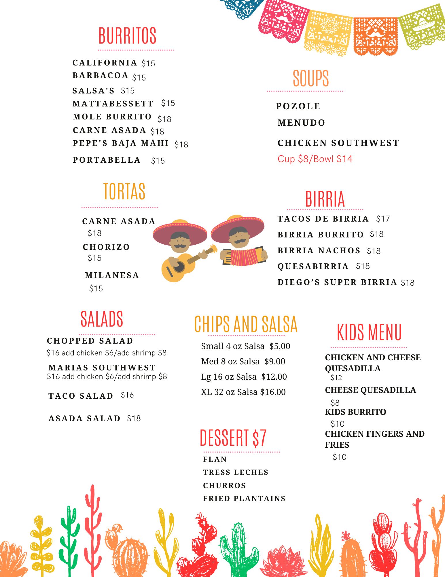 Cinco De Mayo Menu Salsa's 3 Authentic Mexican Restraurant Dine in or