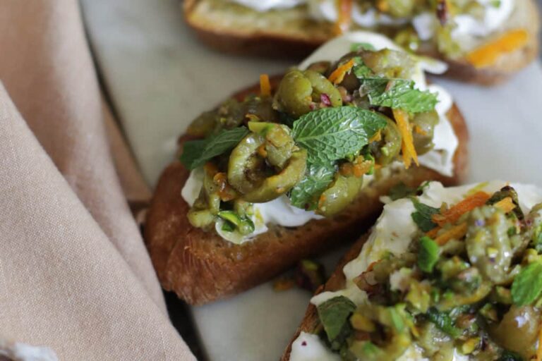 Burrata Smashed Green Olive Bruschetta Recipe — Salt & Wind Travel