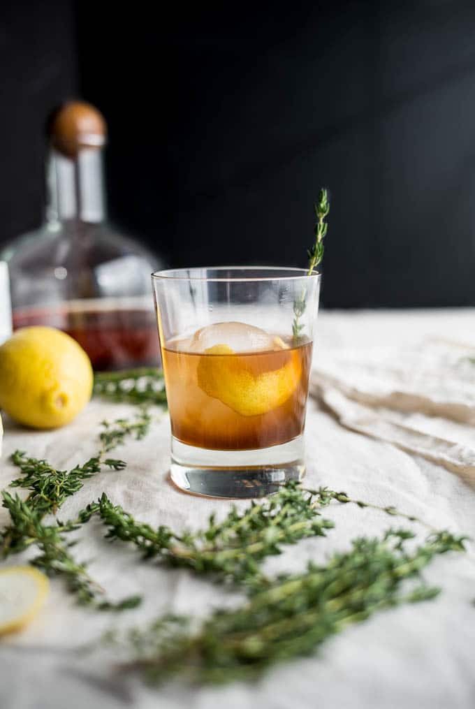 Old Fashioned Bourbon Thyme Cocktail Salted Plains
