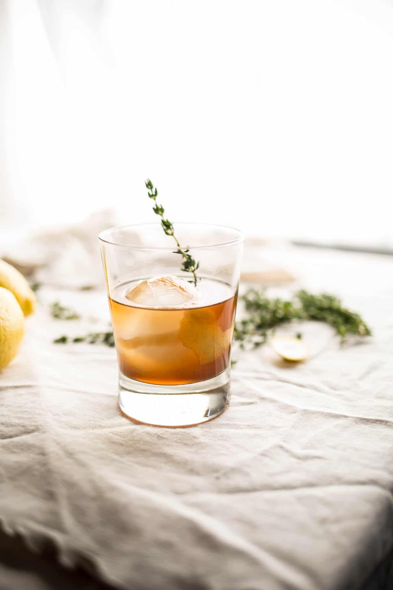 Old Fashioned Bourbon Thyme Cocktail Salted Plains