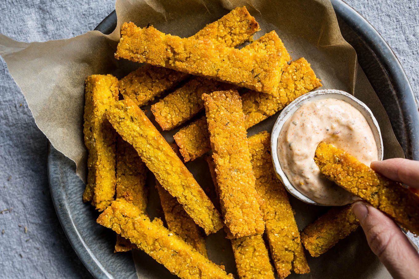 Baked Polenta Fries with Cajun Aioli (GlutenFree) Salted Plains