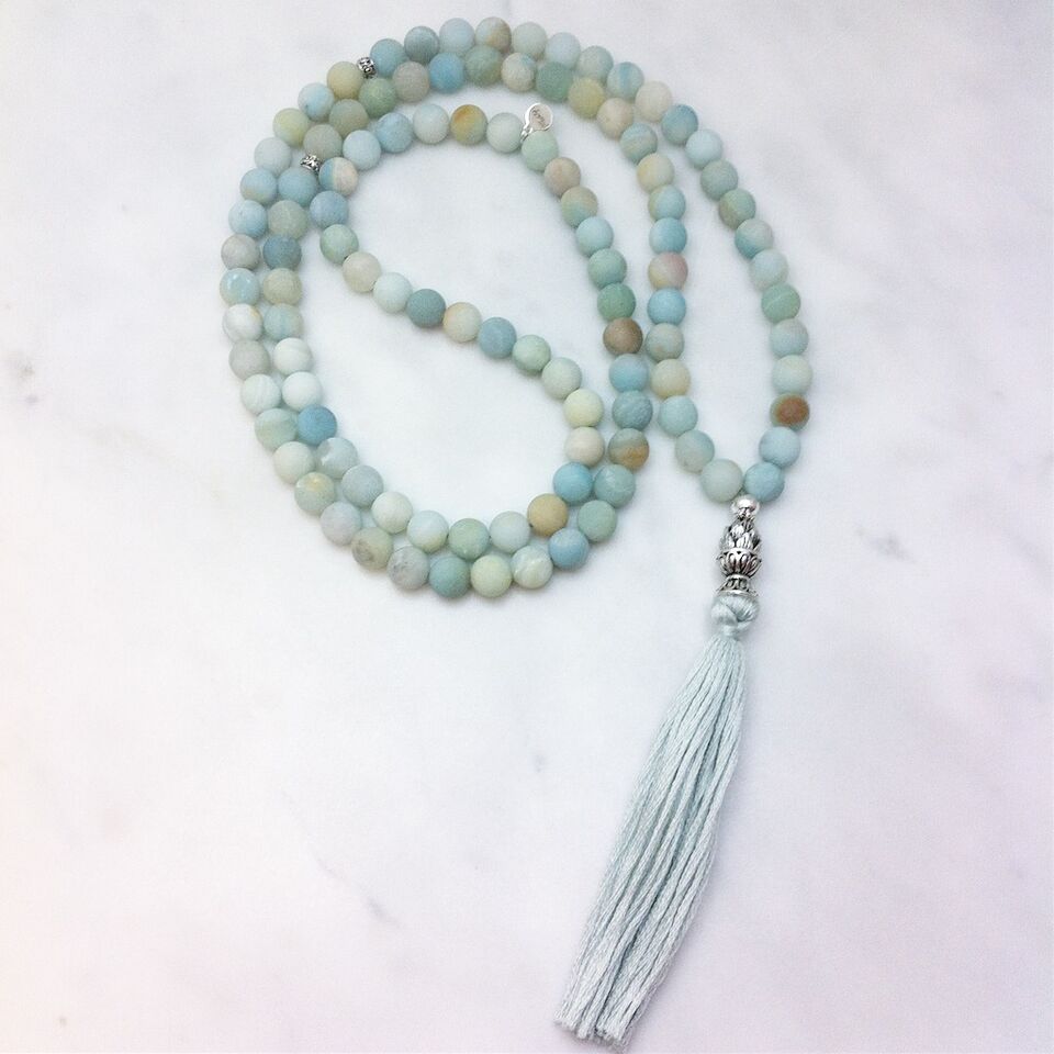 Sapana Mala Beads 108 amazonite mala beads for dream awareness