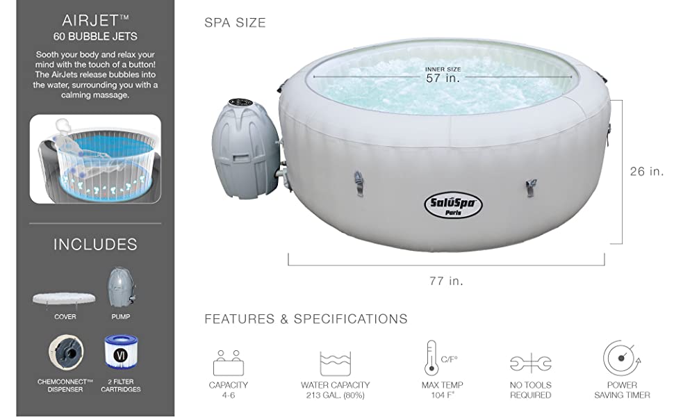 Paris AirJet Hot Tub Bestway SaluSpa Low Price Inflatable Spa