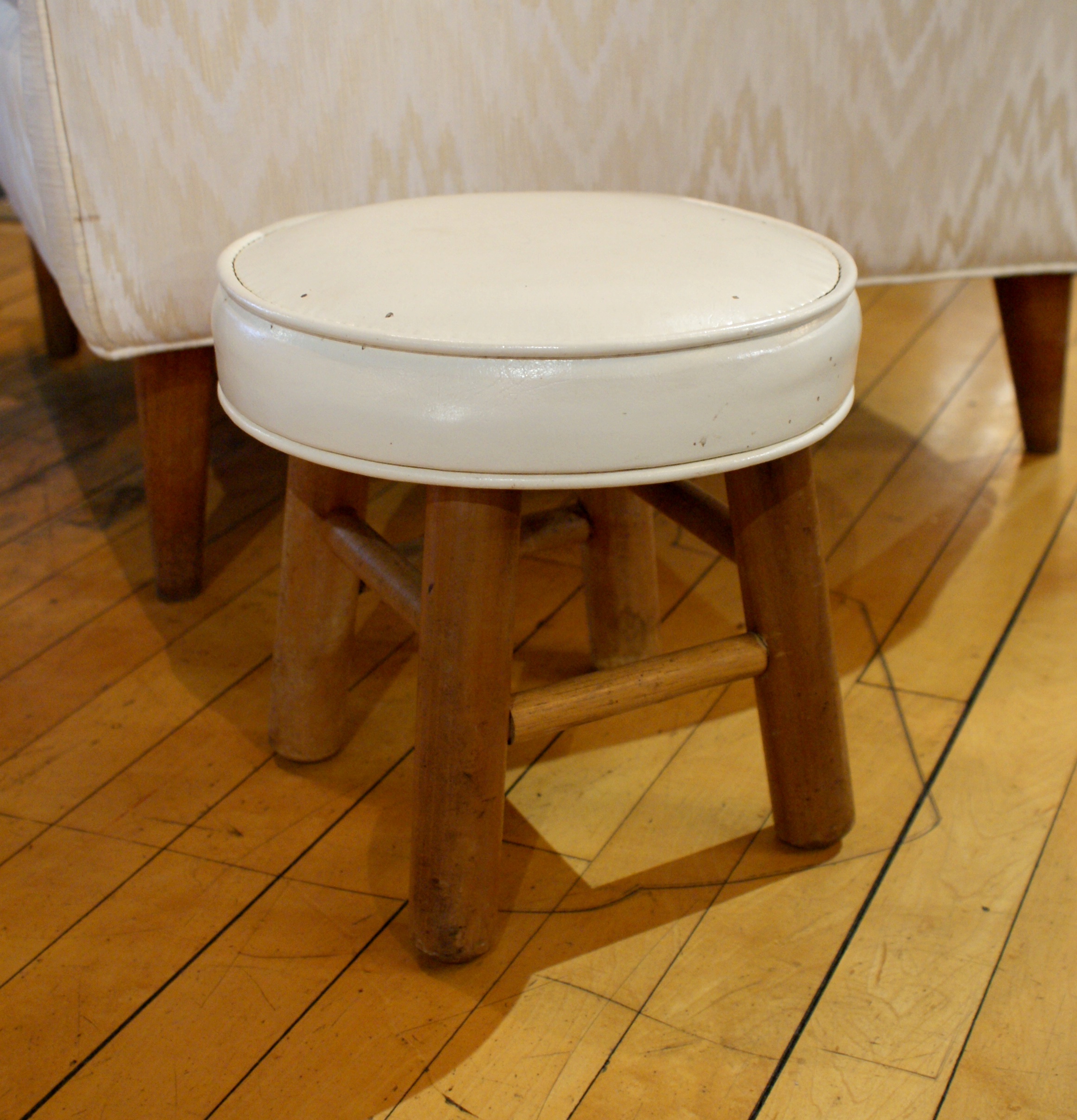 Small White Vinyl Stool Salvage One
