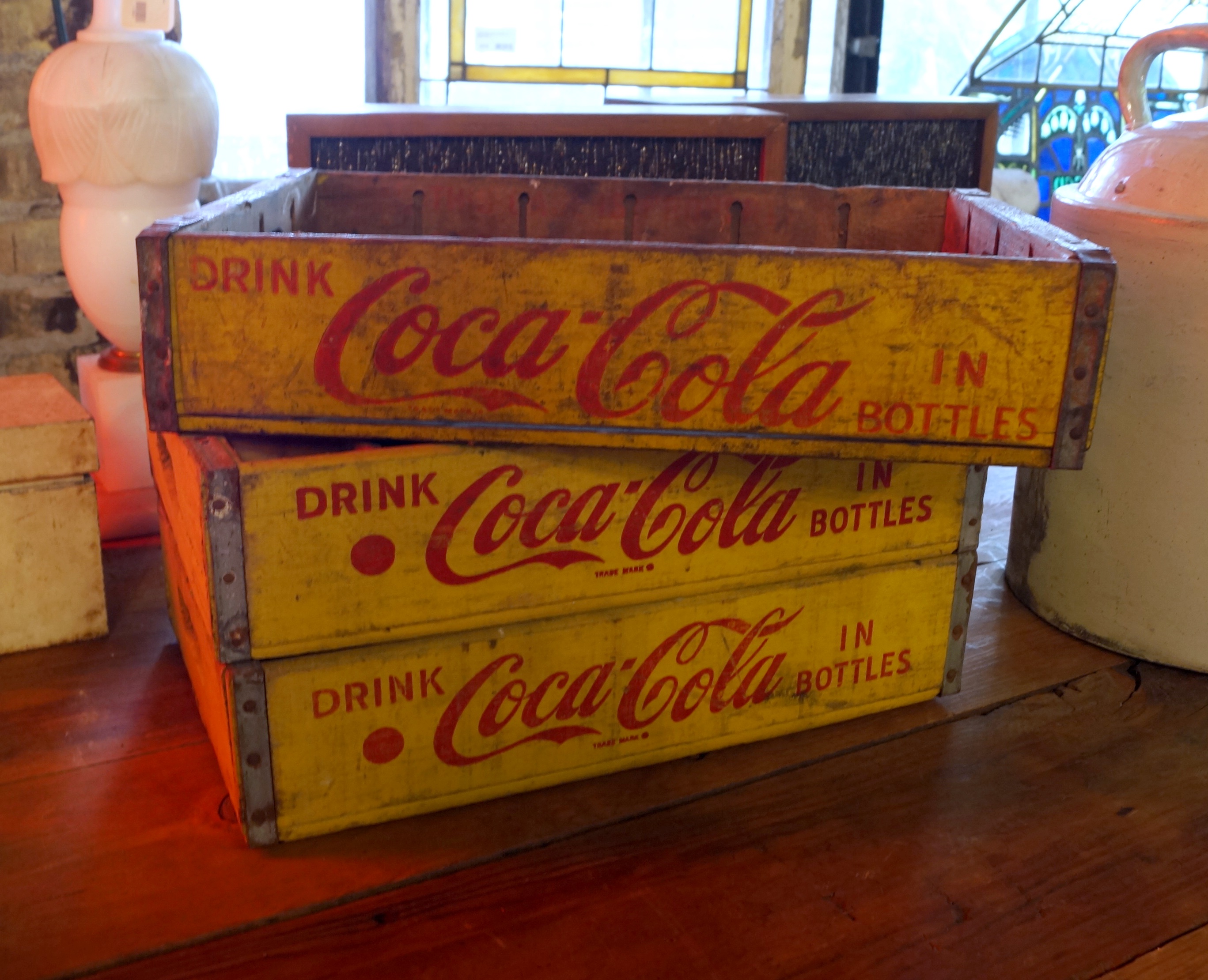 Vintage Yellow Wood Coca Cola Crate Salvage One