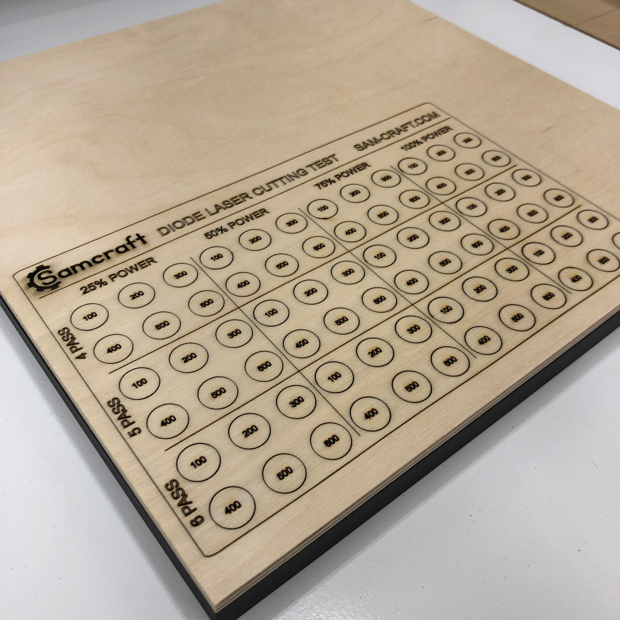 Diode Laser Cutting Test Files mm/min Samcraft