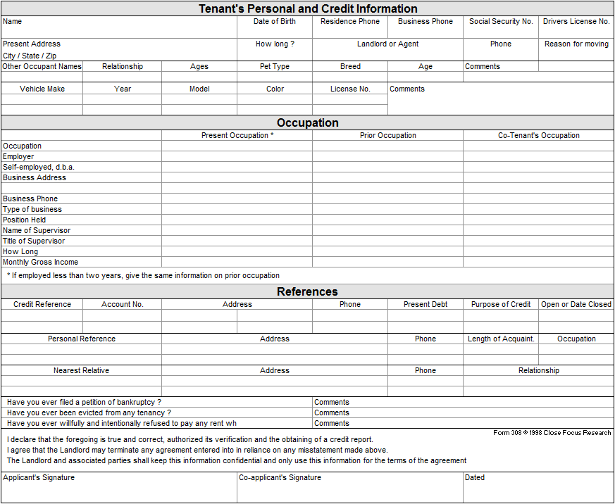 Tenant Lease Applications Excel Programs and VBA Tips