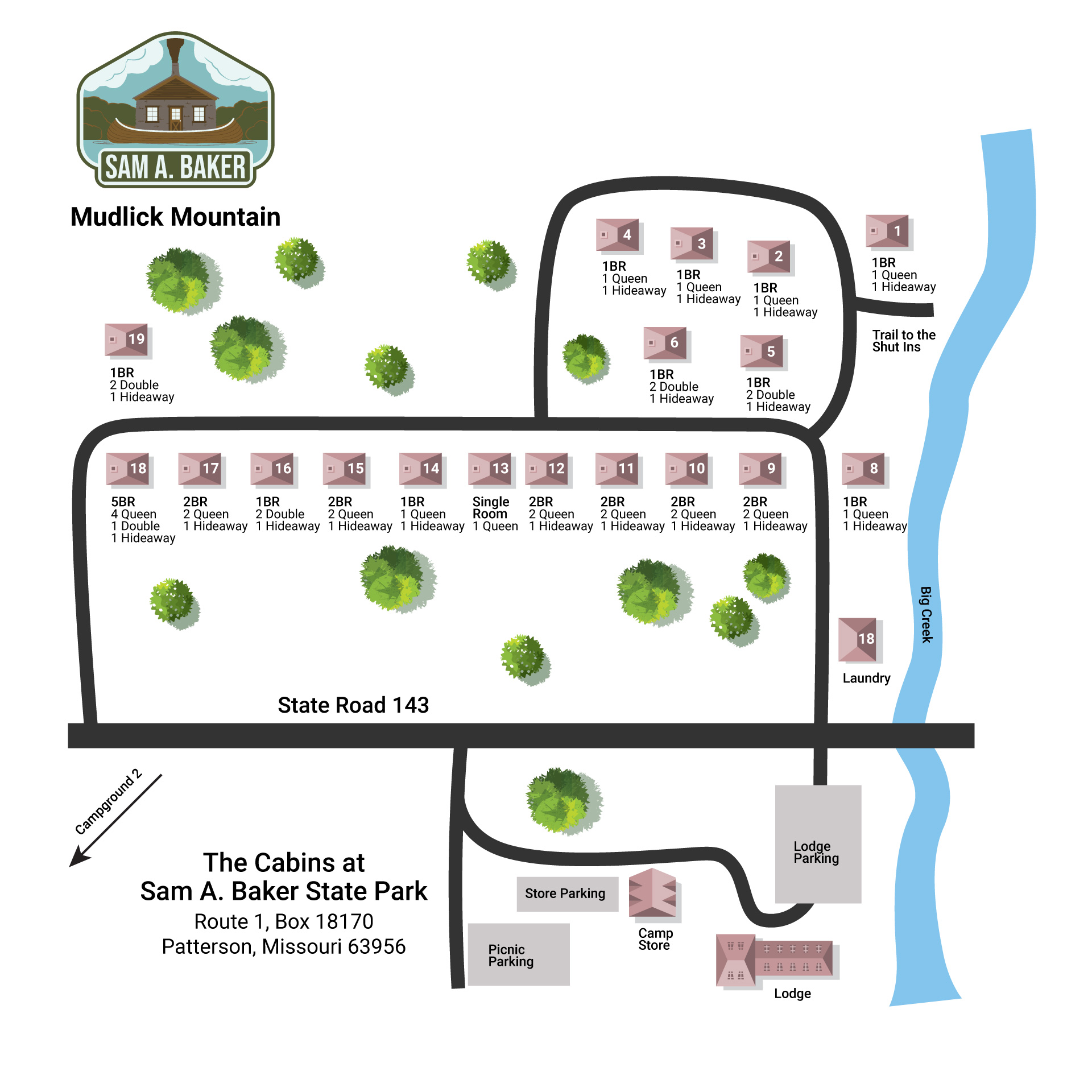 Maps Sam A. Baker State Park