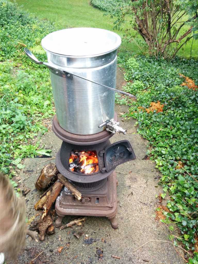 Homebrewing on a Potbelly Stove