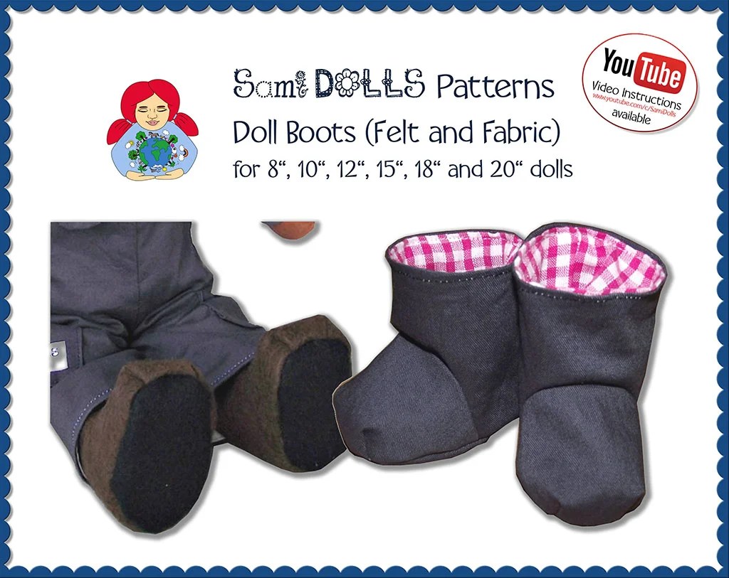 Doll Boots • Felt & Fabric (in 6 doll sizes)