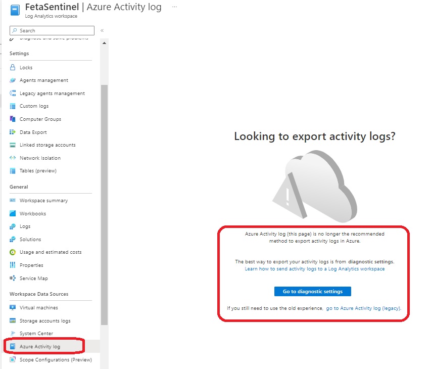 Azure Activity Log Export and Journey of Log Analytics Legacy Log