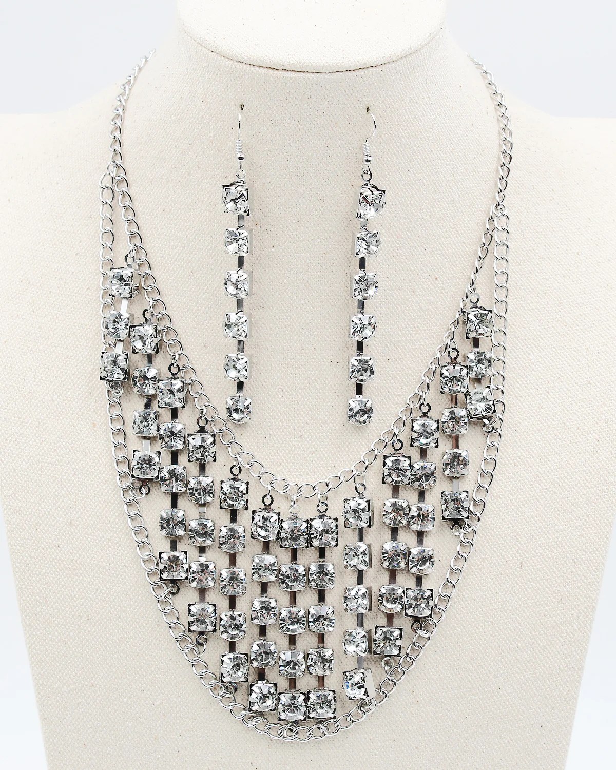 Jumbo Crystal Bib Necklace Set Sam Moon