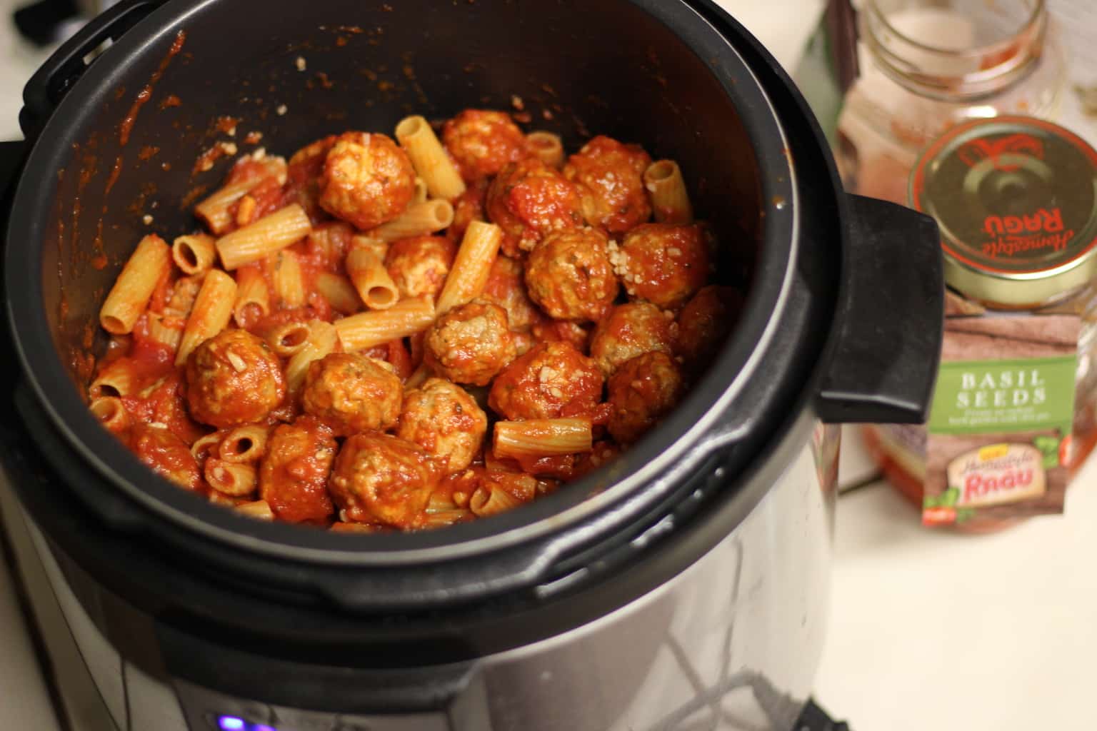 Pressure Cooker Rigatoni With Meatballs