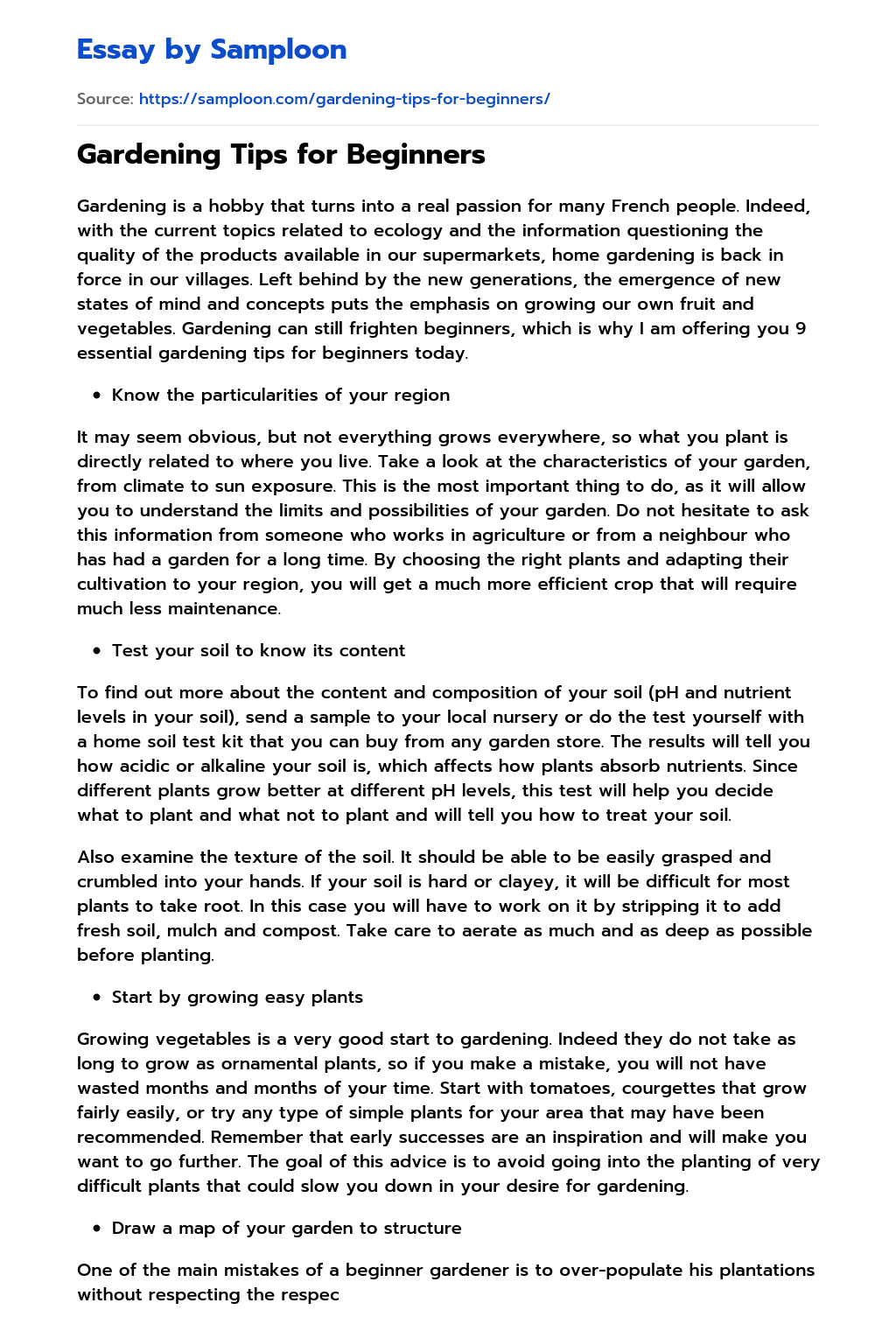 ≫ Gardening Tips for Beginners Free Essay Sample on