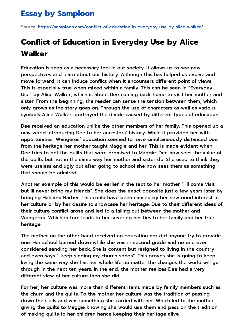 🏷️ Literary analysis essay on everyday use by alice walker. Analysis of