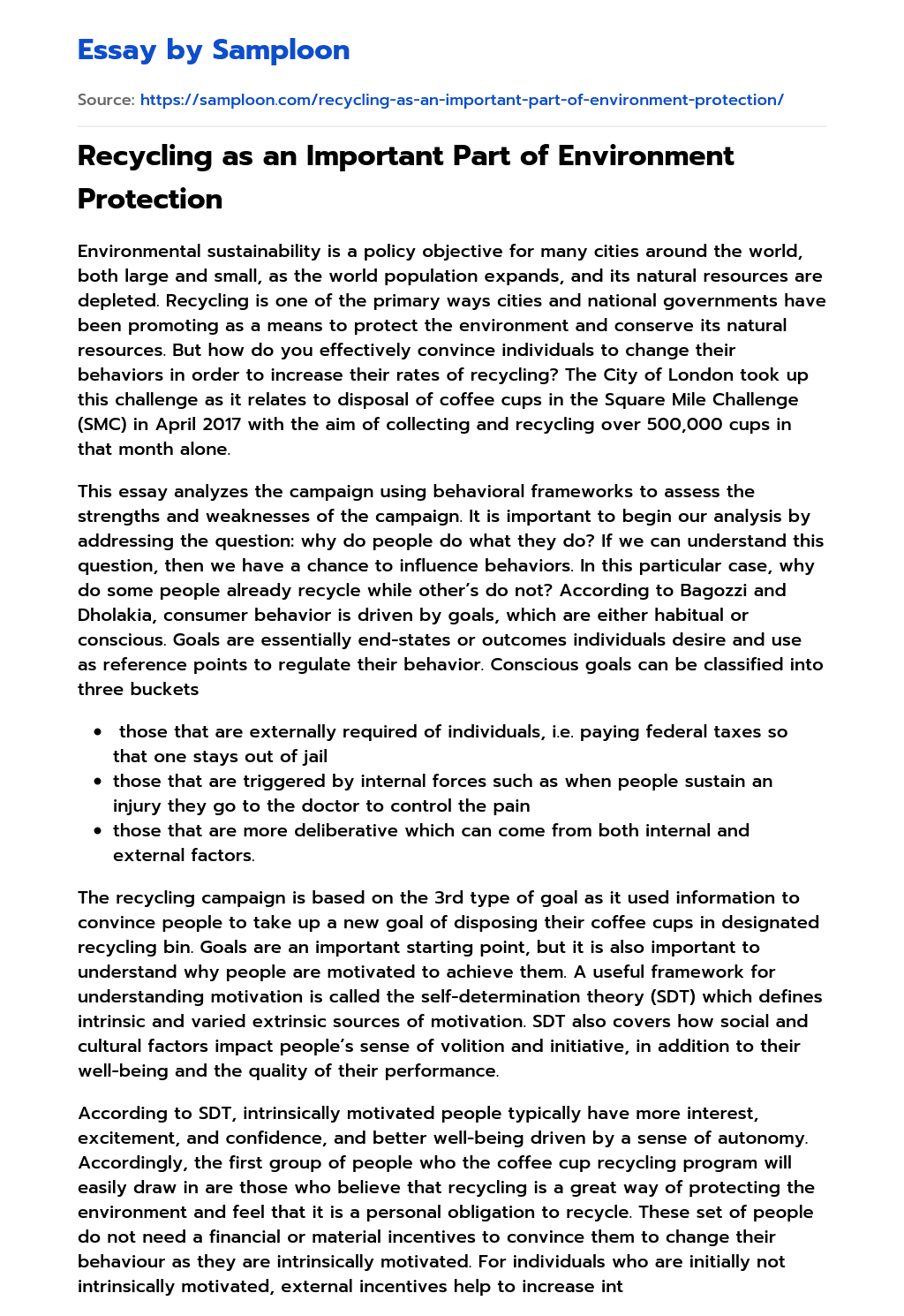 ≫ Recycling as an Important Part of Environment Protection Free Essay