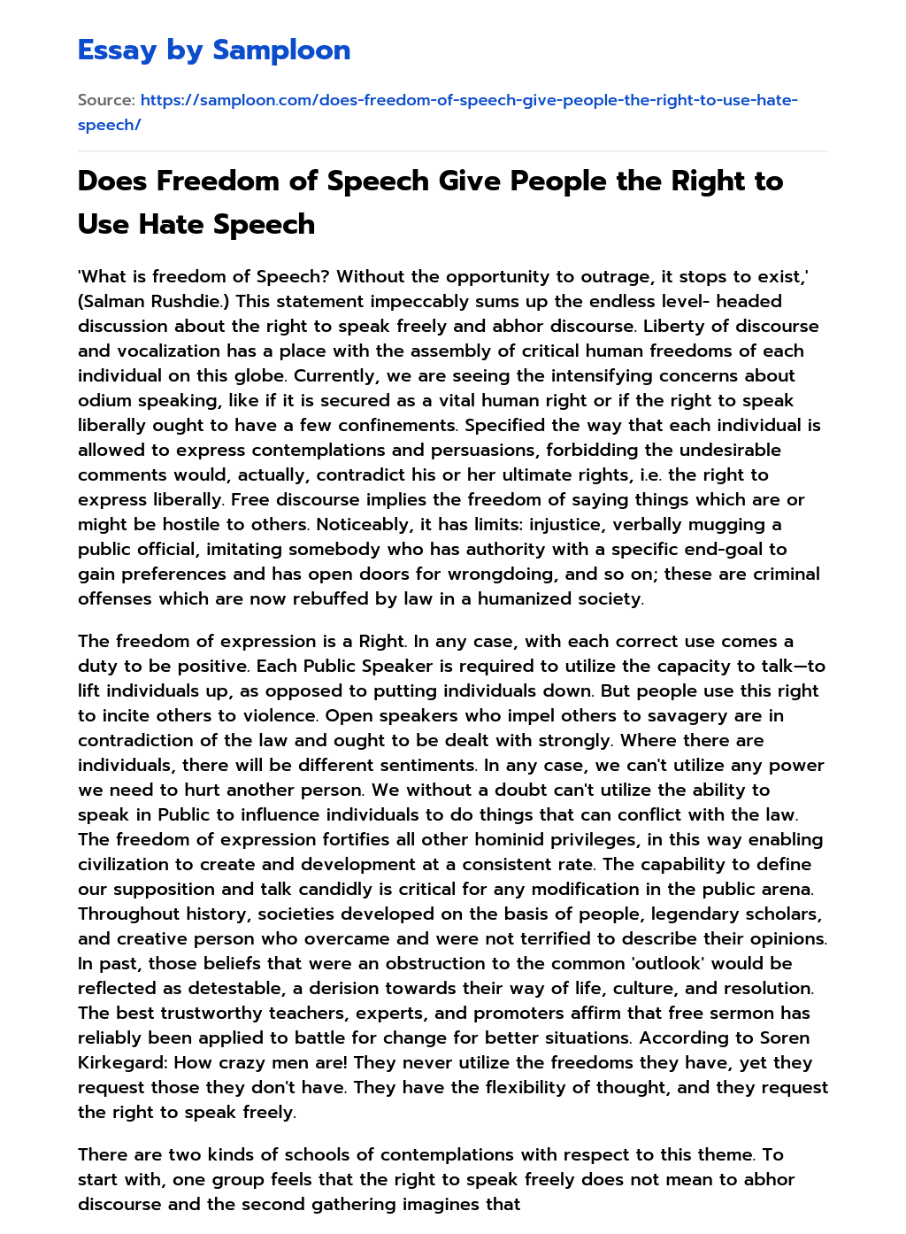 ≫ Does Freedom of Speech Give People the Right to Use Hate Speech Free