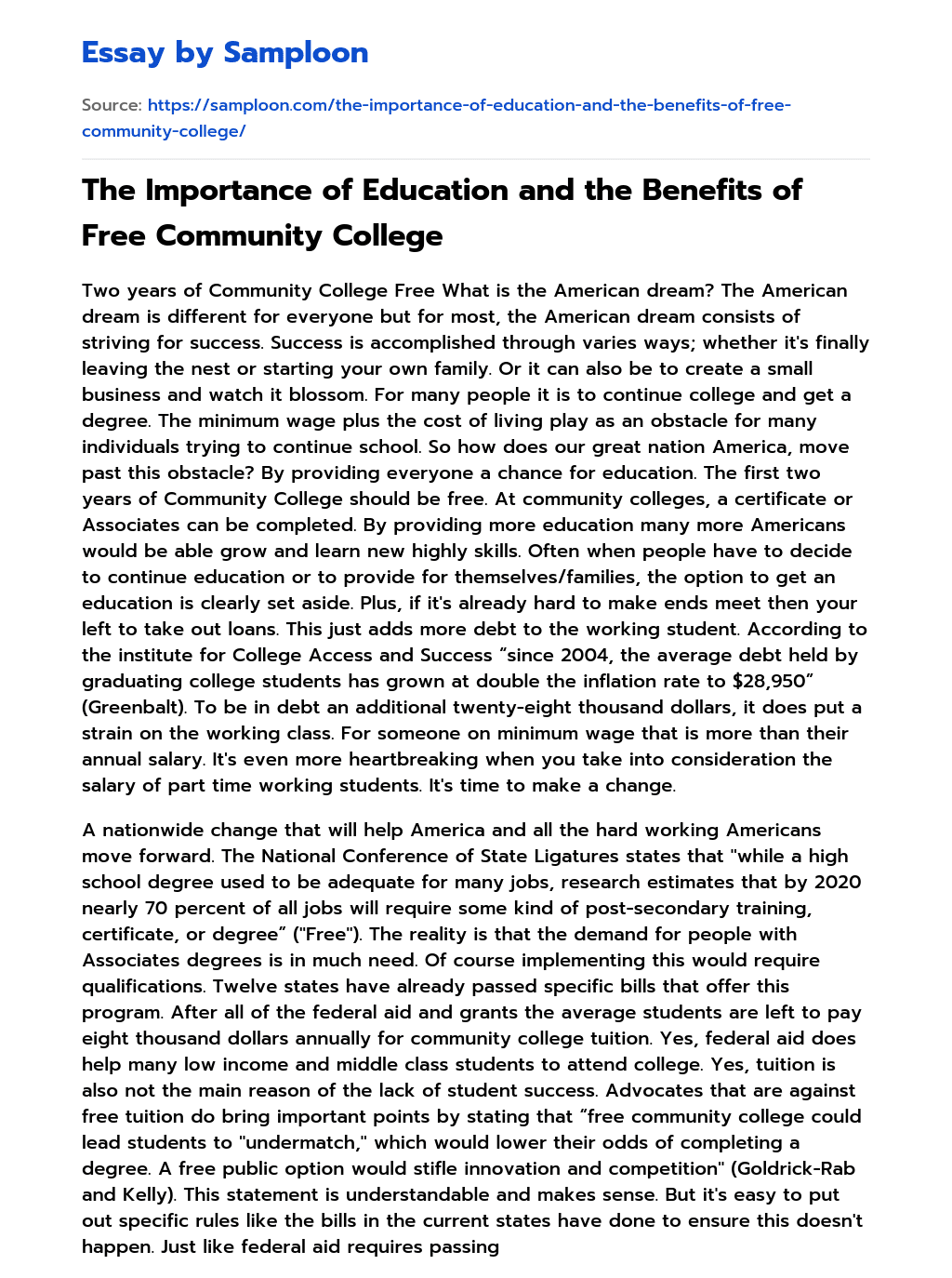 ≫ The Importance of Education and the Benefits of Free Community