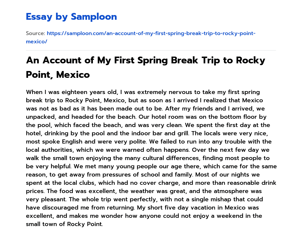 ≫ An Account of My First Spring Break Trip to Rocky Point, Mexico Free