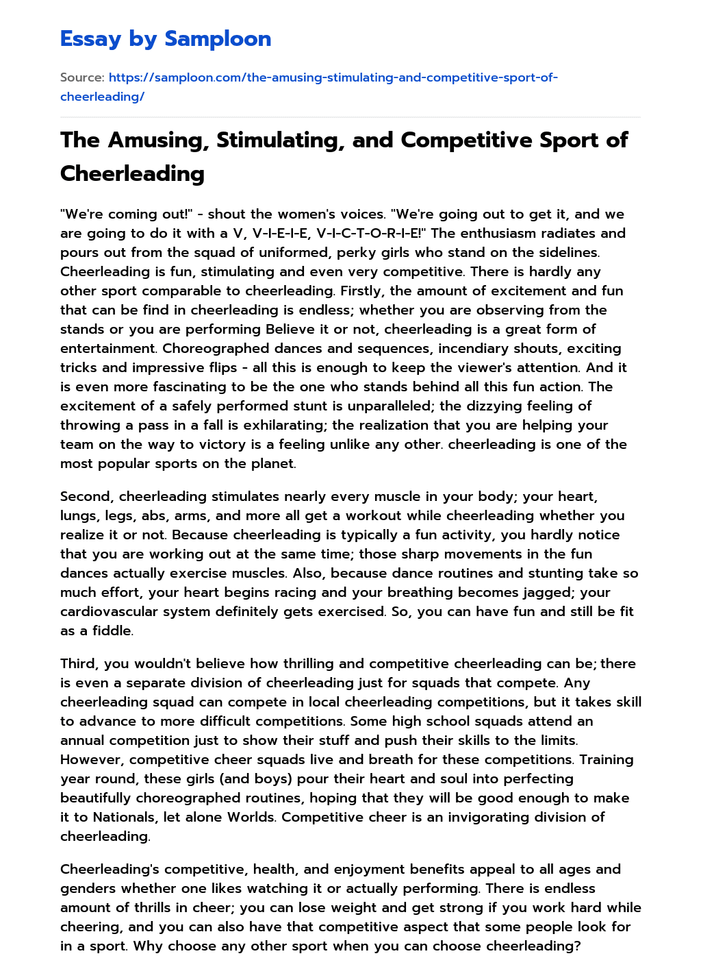 ≫ The Amusing, Stimulating, and Competitive Sport of Cheerleading Free
