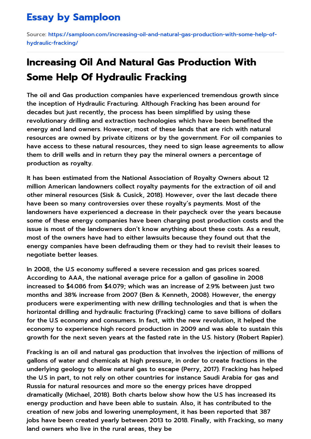 ≫ Increasing Oil And Natural Gas Production With Some Help Of Hydraulic